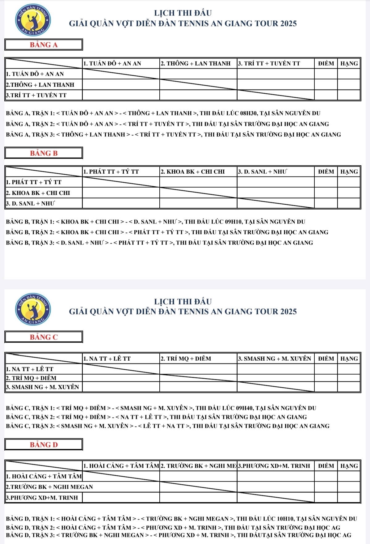 Vòng Bảng ND Đôi Nam Nữ (21/12/2025)